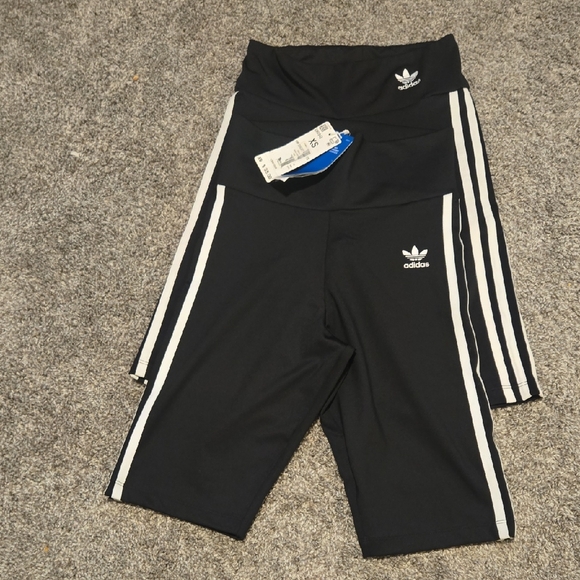 Adidas Kids Black Leggings with White Stripes - Picture 1 of 2